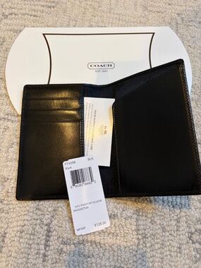 Coach Black Leather Passport Holder/Wallet - New with tag and gift box